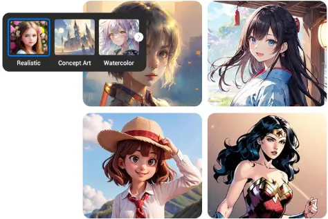 Generate AI images in various artistic styles