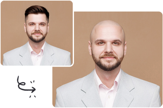 Change hairstyle to bald