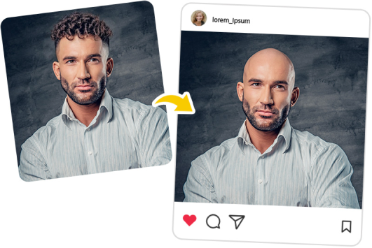 Share bald haircut on social media