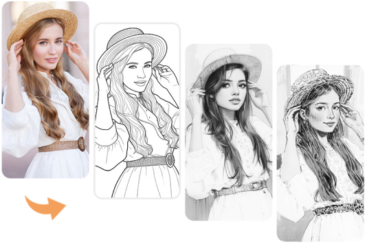 Convert photos into multiple sketch styles