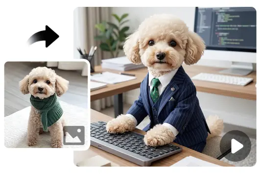 Anime Fotos de Pets com Efeitos de Vídeo por IA
