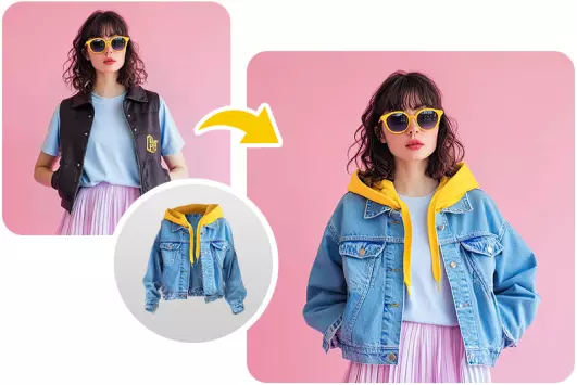 Trocar as roupas em uma foto