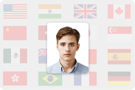 Crie fotos de passaporte para vários países e regiões