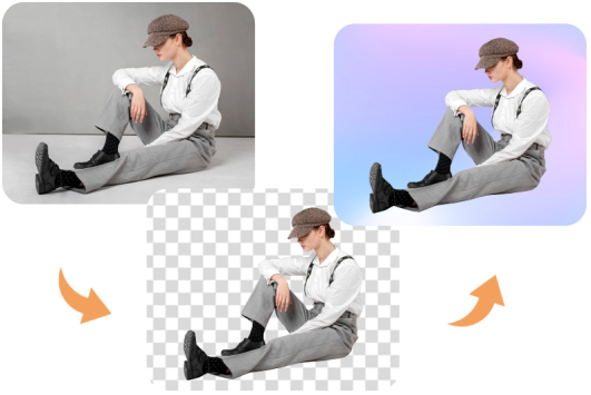 Remove color from an image and change the background