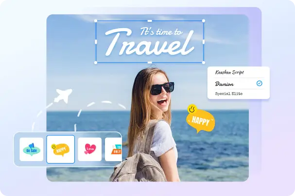 Add photo and text effects to designs